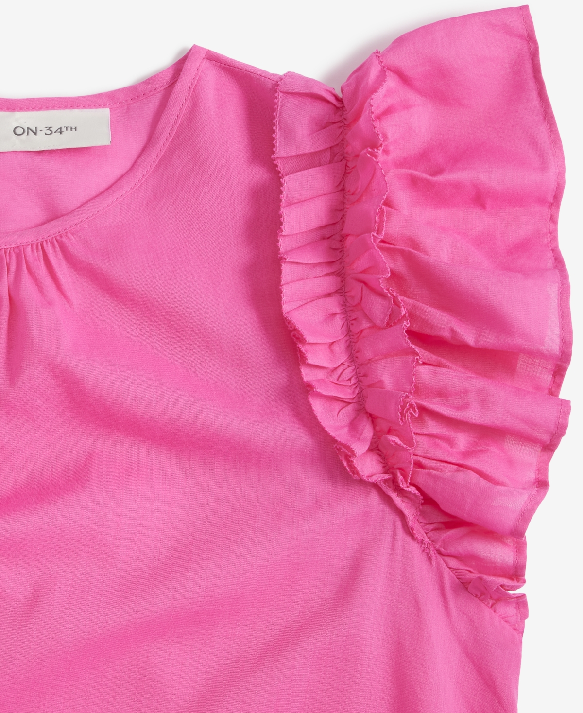 On 34th Women's Ruffle Short-sleeve Voile Top, Created For Macy's In Pink Dazzle