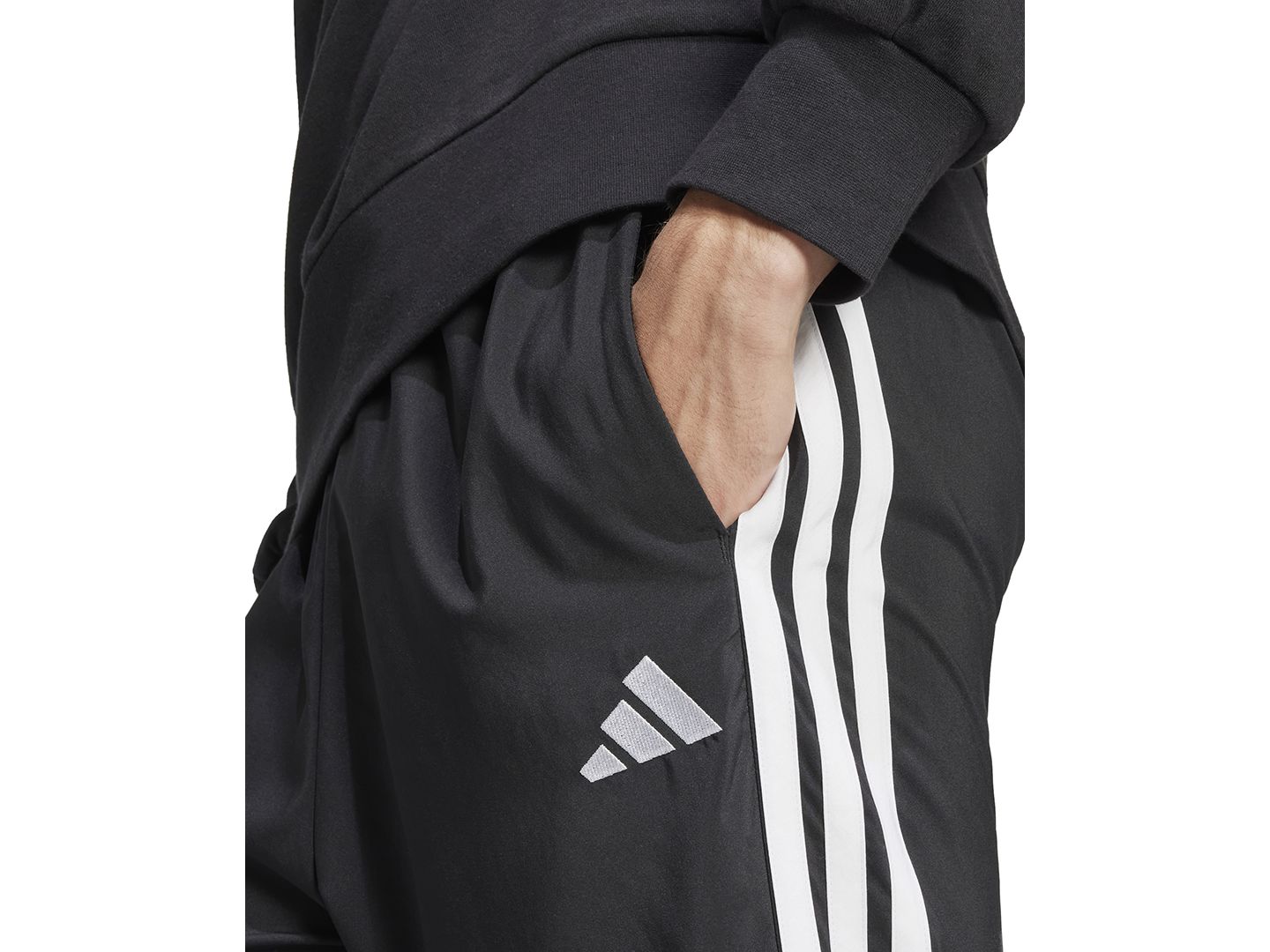 Мужские брюки adidas Stanford Essential Three-Stripes Open Hem Track Pants, цвет: Чёрный / Белый — фото 3
