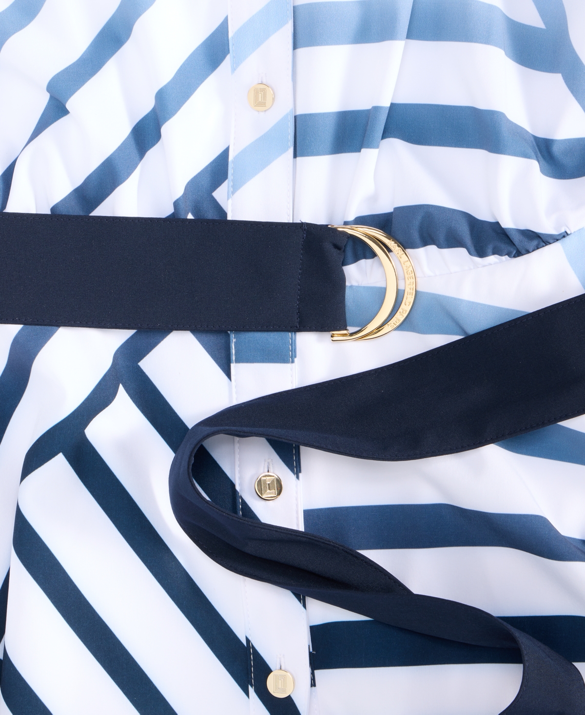 Karl Lagerfeld Women's Printed Handkerchief-hem Shirtdress In Blue