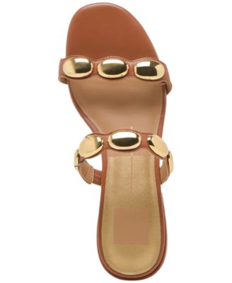 Women's Fresco Embellished Double Band Slide Low Block Heel Dress Sandals