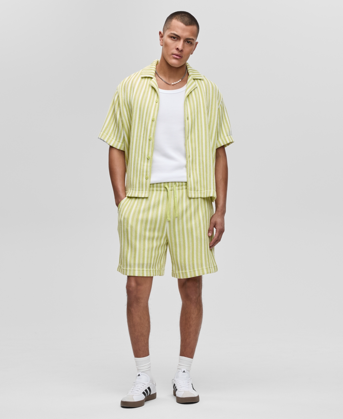 Men's Relaxed-Fit Vertical-Stripe Shorts, Exclusively at Macy's - Harvest Pear