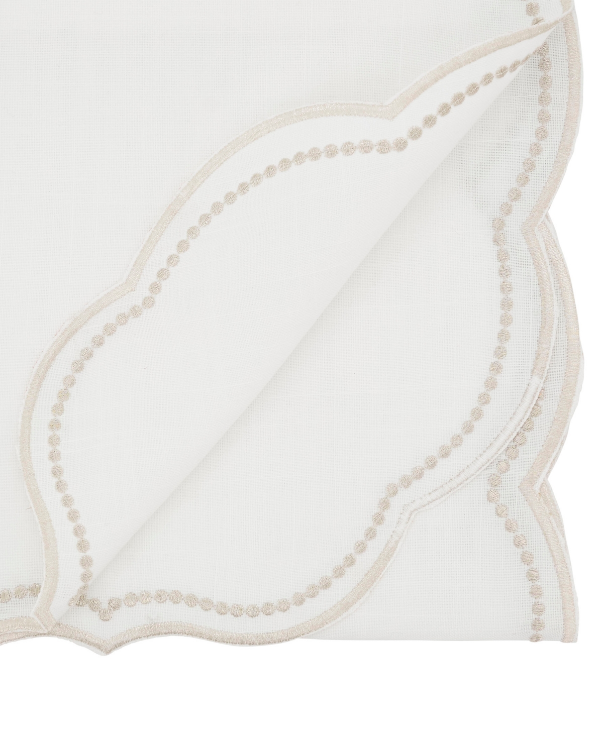 Saro Lifestyle Embroidered Polka Dot Table Runner, 16" X 70" In Champagne