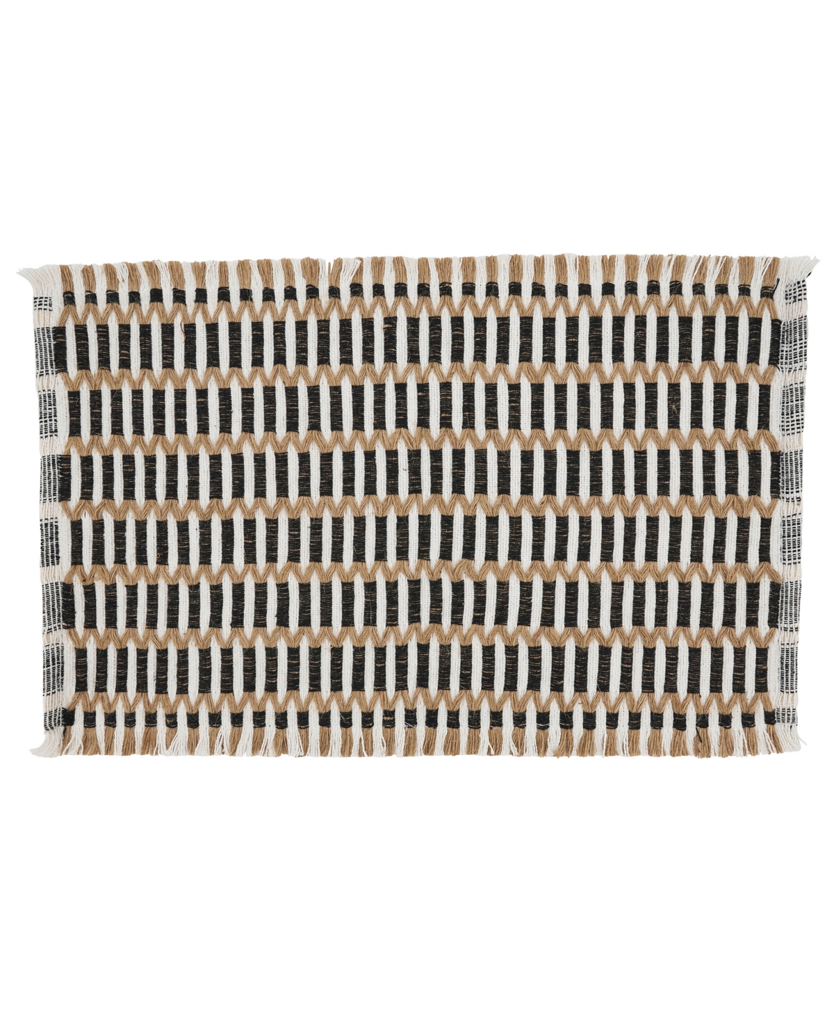 Saro Lifestyle Textured Weave Placemat, Set Of 4 In Black,natural