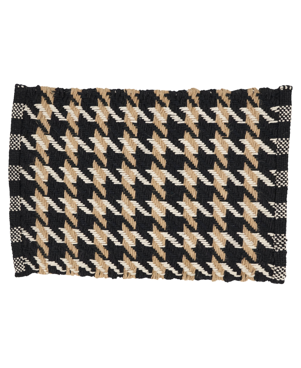 Saro Lifestyle Traditional Houndstooth Placemat, Set Of 4 In Black,natural