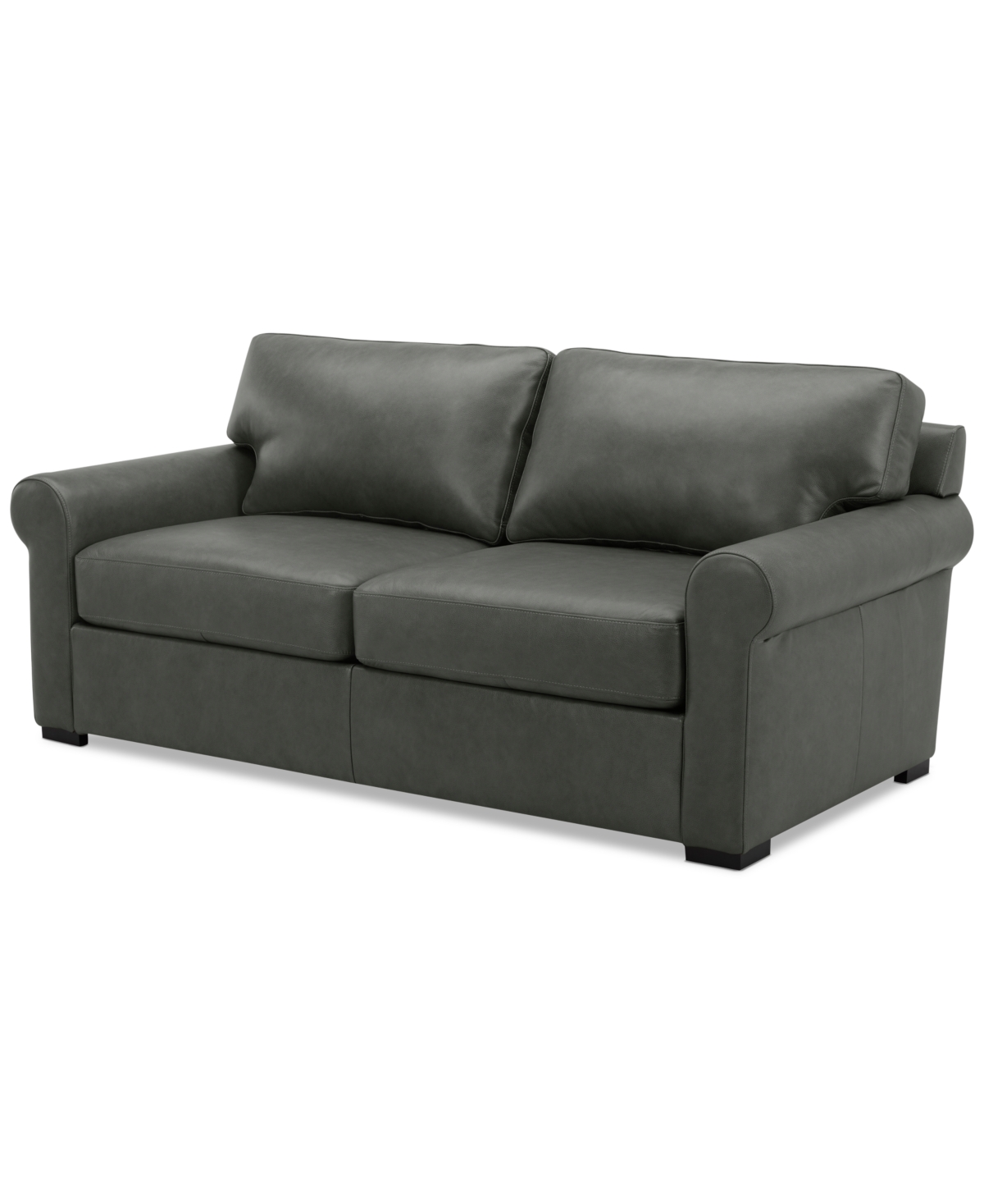 Macy's Radley 74" Leather Roll Arm Apartment Sofa, Exclusively At  In Anthracite