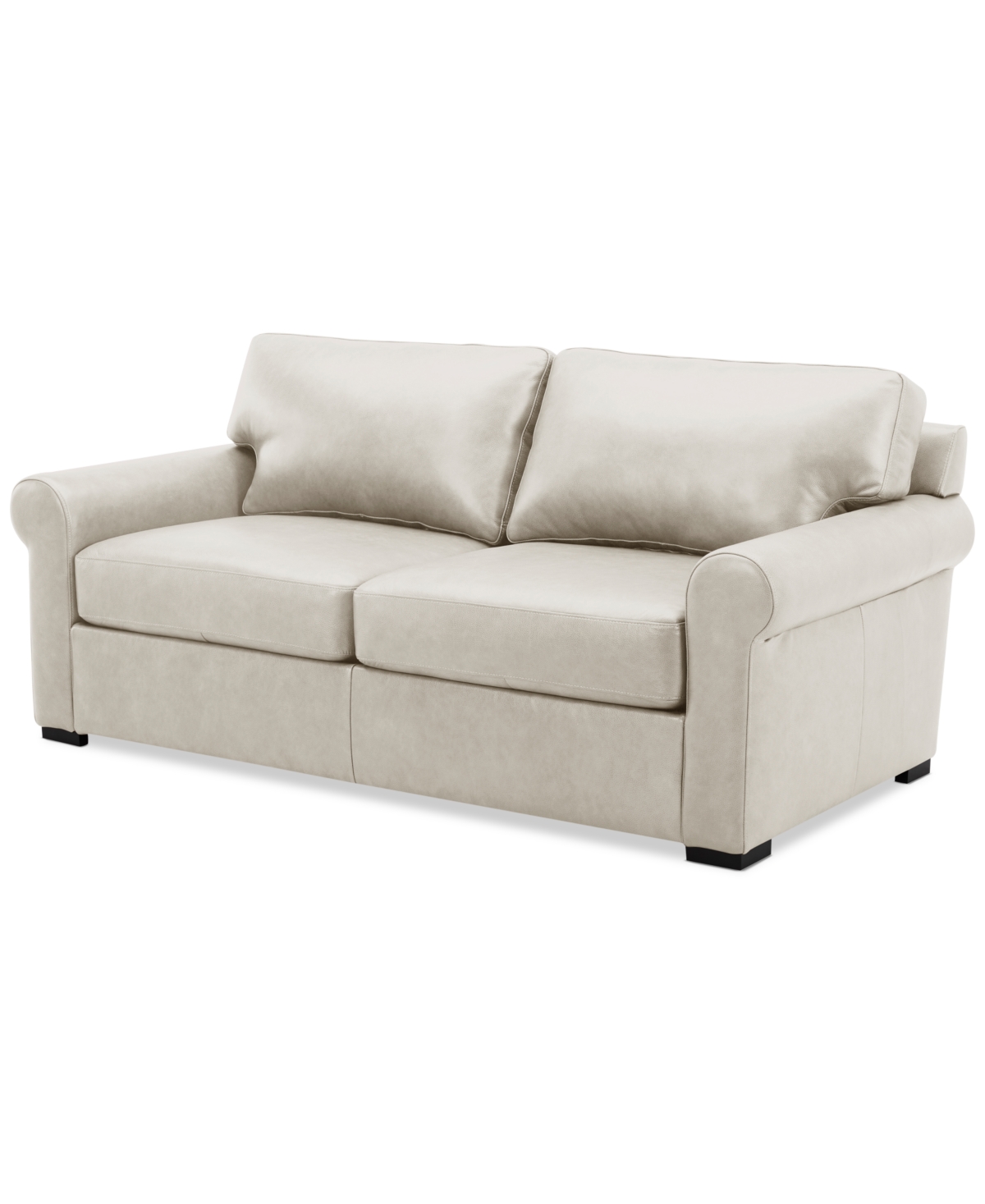 Macy's Radley 74" Leather Roll Arm Apartment Sofa, Exclusively At  In Coconut Milk