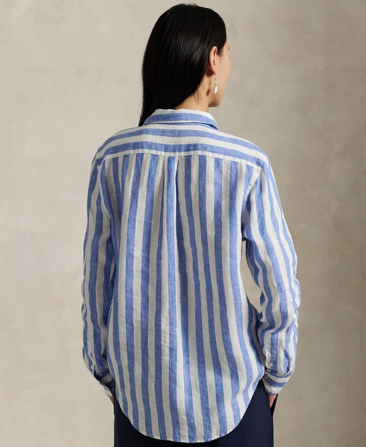 Polo Ralph Lauren Classic Fit Stripe Linen Button-up Shirt In Blue,white