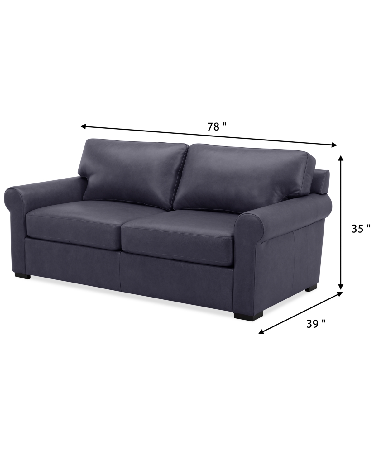Macy's Radley 74" Leather Apartment Sofa, Created For  In Slate Grey