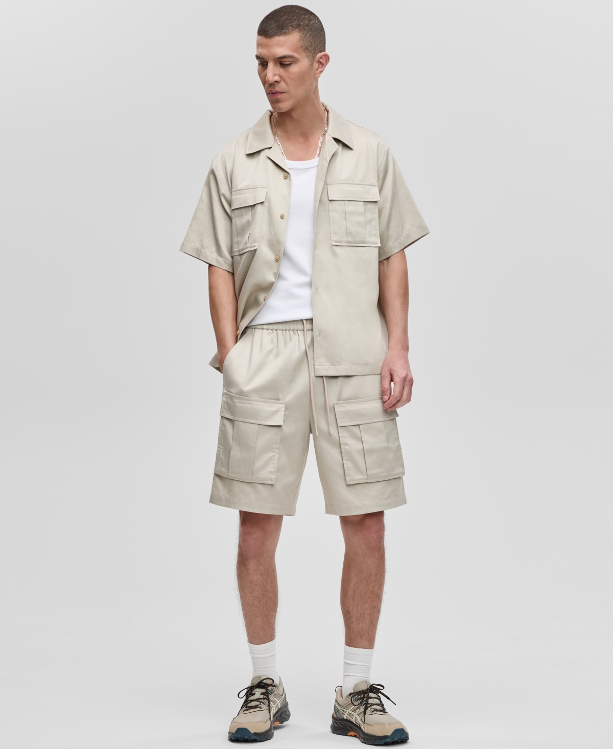 Men's Multi-Pocket Shorts, Exclusively at Macy's - Dark Ecru