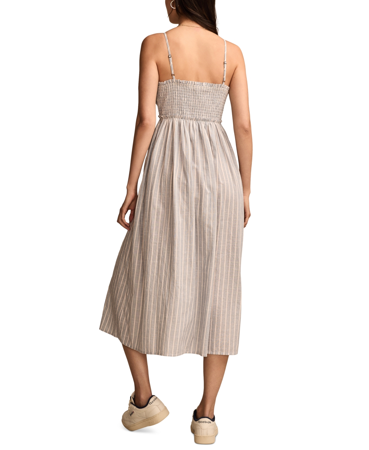 LUCKY BRAND WOMEN'S CORSET POPLIN MIDI DRESS 