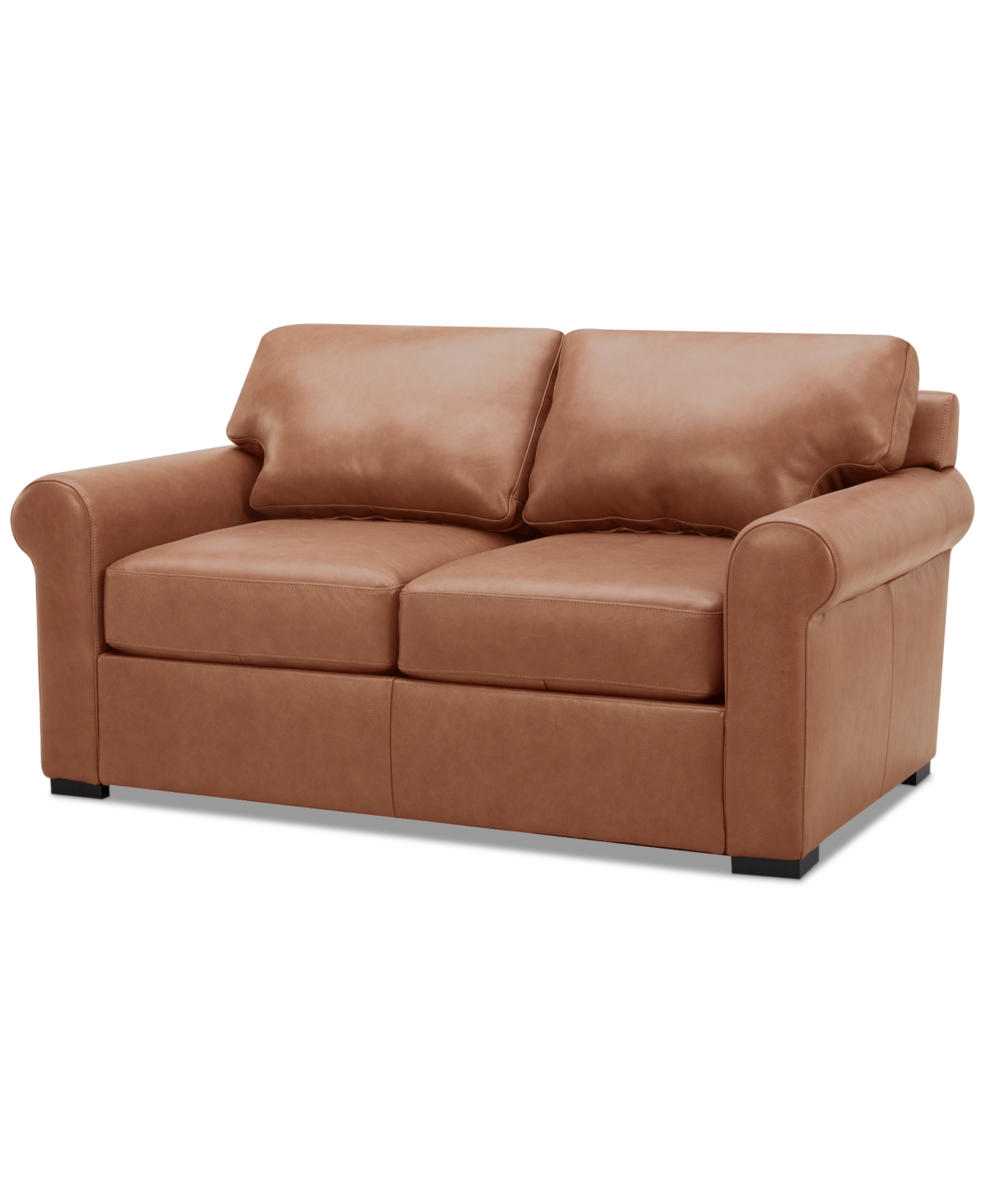 Macy's Radley 61" Leather Roll Arm Loveseat, Exclusively At  In Light Tan
