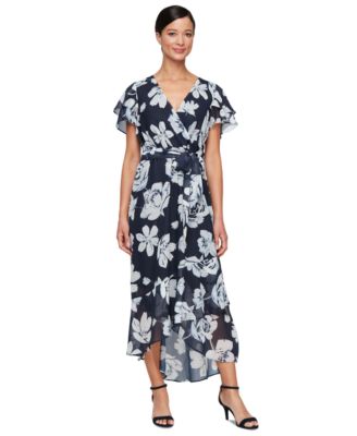 Women's Flutter-Sleeve High-Low Dress