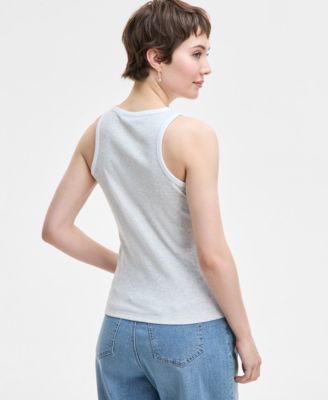 Women's Contrast Tipped Micro Rib Tank Top, Exclusively at Macy's