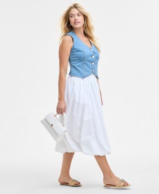 Women's Bubble-Hem Midi Skirt, Exclusively at Macy's