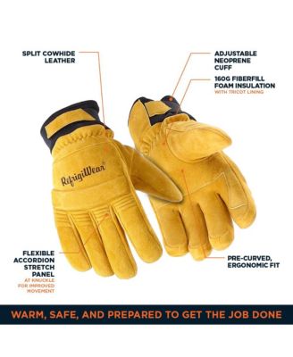 Men's Stretch Knuckle Insulated Leather Gloves - Extreme Cold Protection, Flexible & Durable Work Gloves