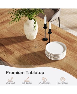 70.87-Inch Dining Room Table for 6-8 People, Rectangular Farmhouse Kitchen Table with Solid Pedestal