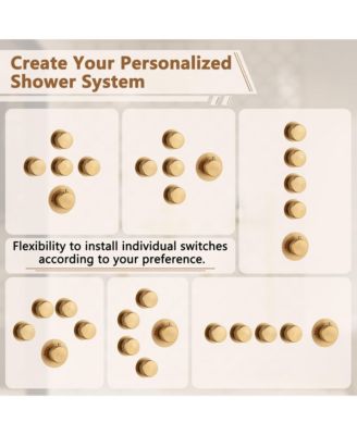 4 Functions DIY Shower Faucet Set Free Combination Main Body Ceiling Rain Shower Head with Handheld Shower and Side Body Jets, Matte Black