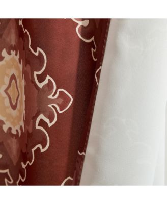 Liam Ogee Ikatt Damask Patterned Window Grommet Curtains Bedroom - Light Blocking Darkening Window Panels, Set of 2 (Spice Red, 52 W x 84 L)