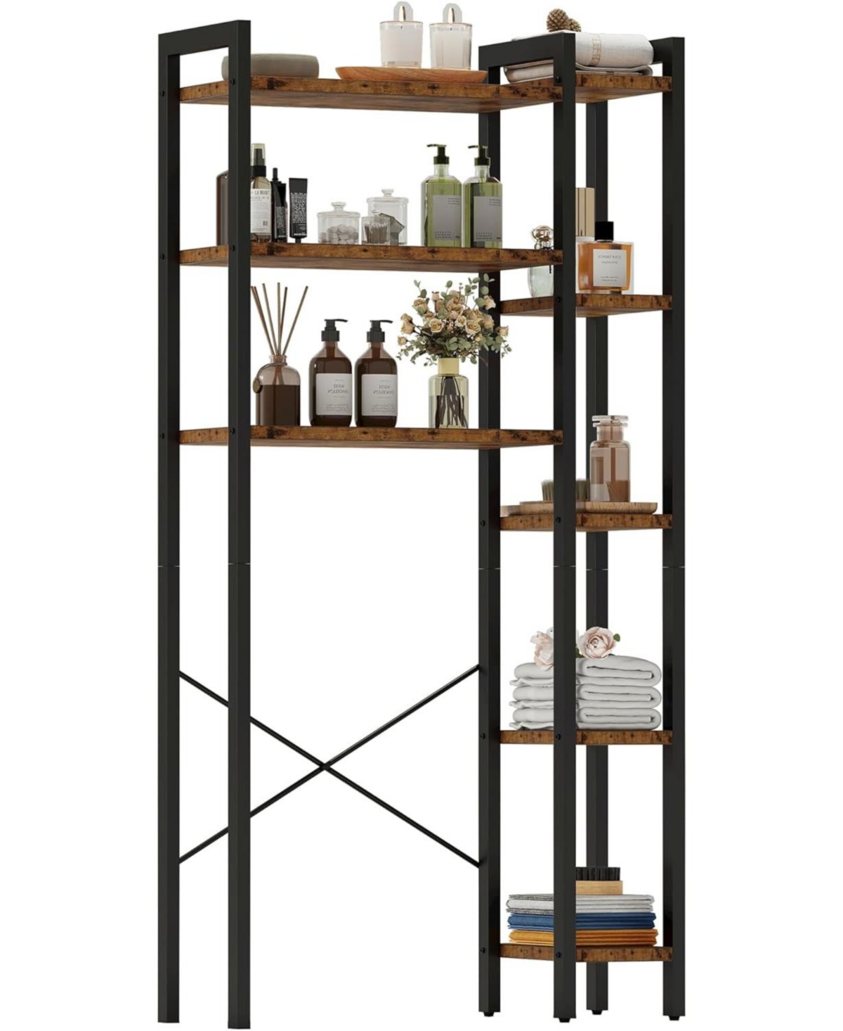 Over The Toilet Storage with 8-Titer Shelf, Mass-Storage Side Storage Open Rack