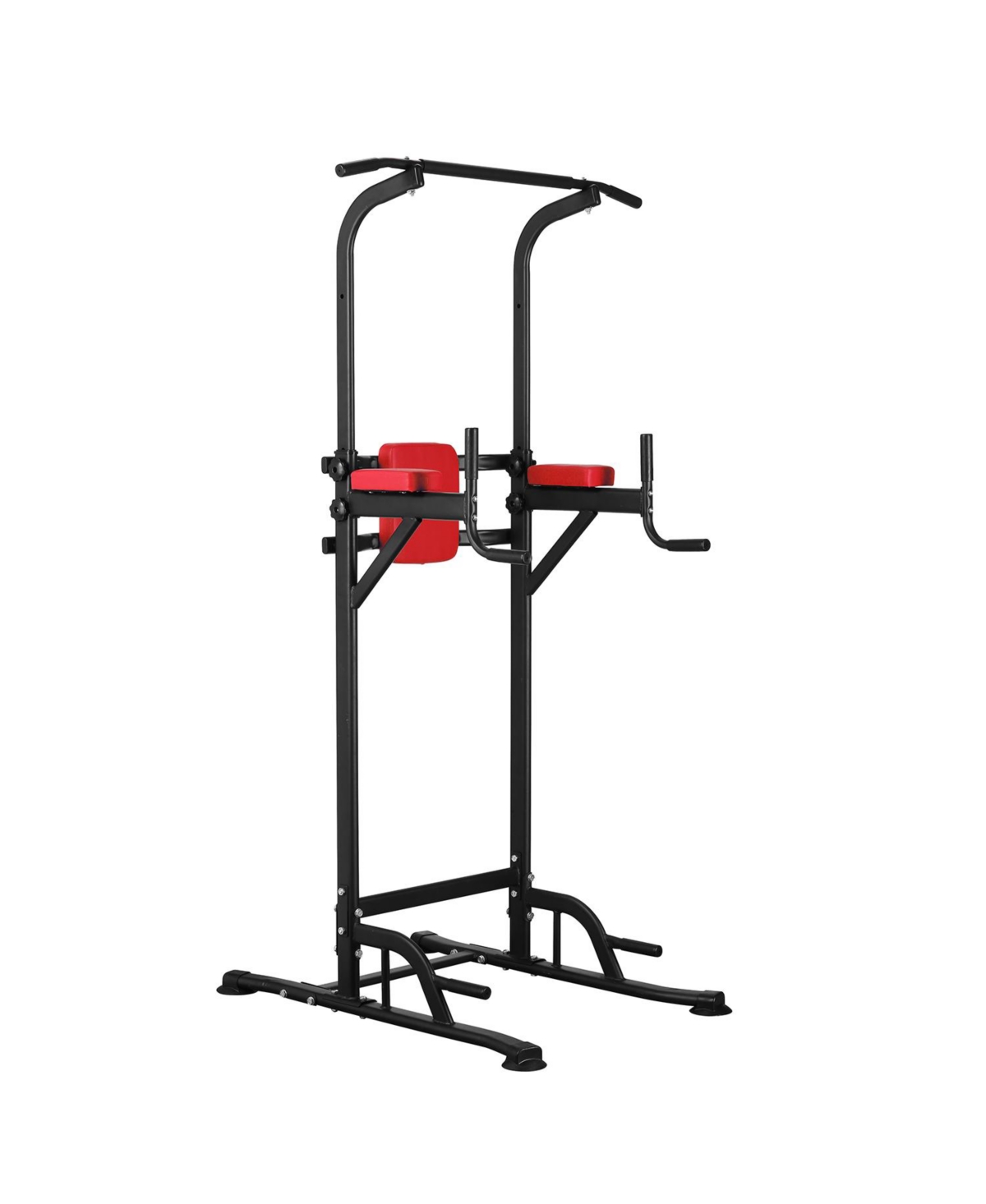 Pull Up Bar Power Tower Dip Bar Station Dip Stand - Black and red
