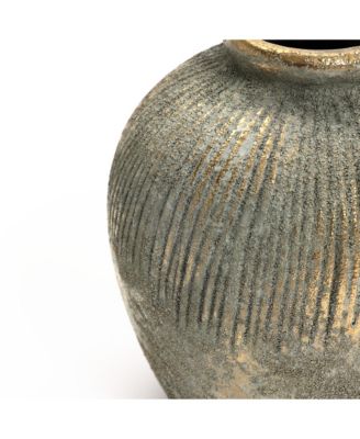 Rustic Gold and Brown Terracotta 8.7-Inch Tall Bud Vase