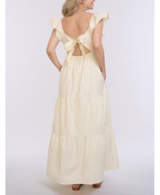 Maternity Ruffle Sleeve Tie-Back Maxi Dress - Motherhood