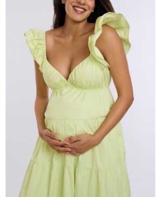 Maternity Ruffle Sleeve Tie-Back Maxi Dress - Motherhood
