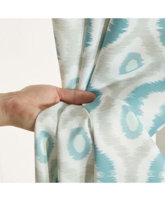 Tanner Ogee Ikatt Damask Patterned Window Grommet Curtains Bedroom - Light Blocking Darkening Window Panels, Set of 2 (Teal Blue, 37 W x 84 L)