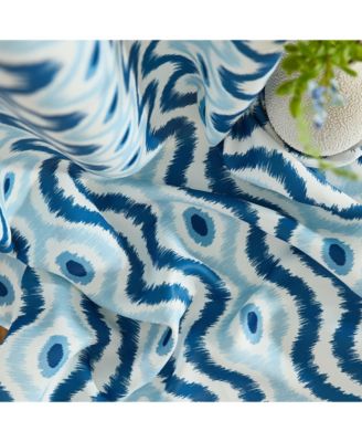 Tanner Ogee Ikatt Damask Patterned Window Grommet Curtains Bedroom - Light Blocking Darkening Window Panels, Set of 2 (Blue, 37 W x 84 L)