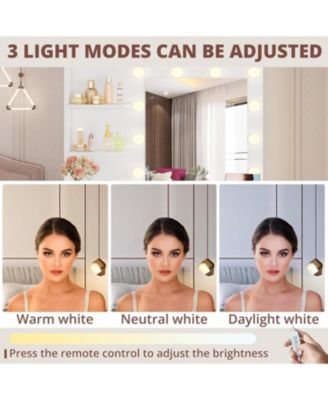 Vanity Desk with Mirror and Lights, Small Makeup Vanity Table with 5 Drawers