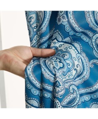 Messina Paisley Damask Patterned Back Tab Rod Pocket Curtains - Light Blocking Darkening Window Panels, Set of 2 (Blue, 52 W x 84 L)