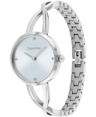 Women's Sculpted Embrace Silver Tone Stainless Steel Bracelet Watch, 28mm
