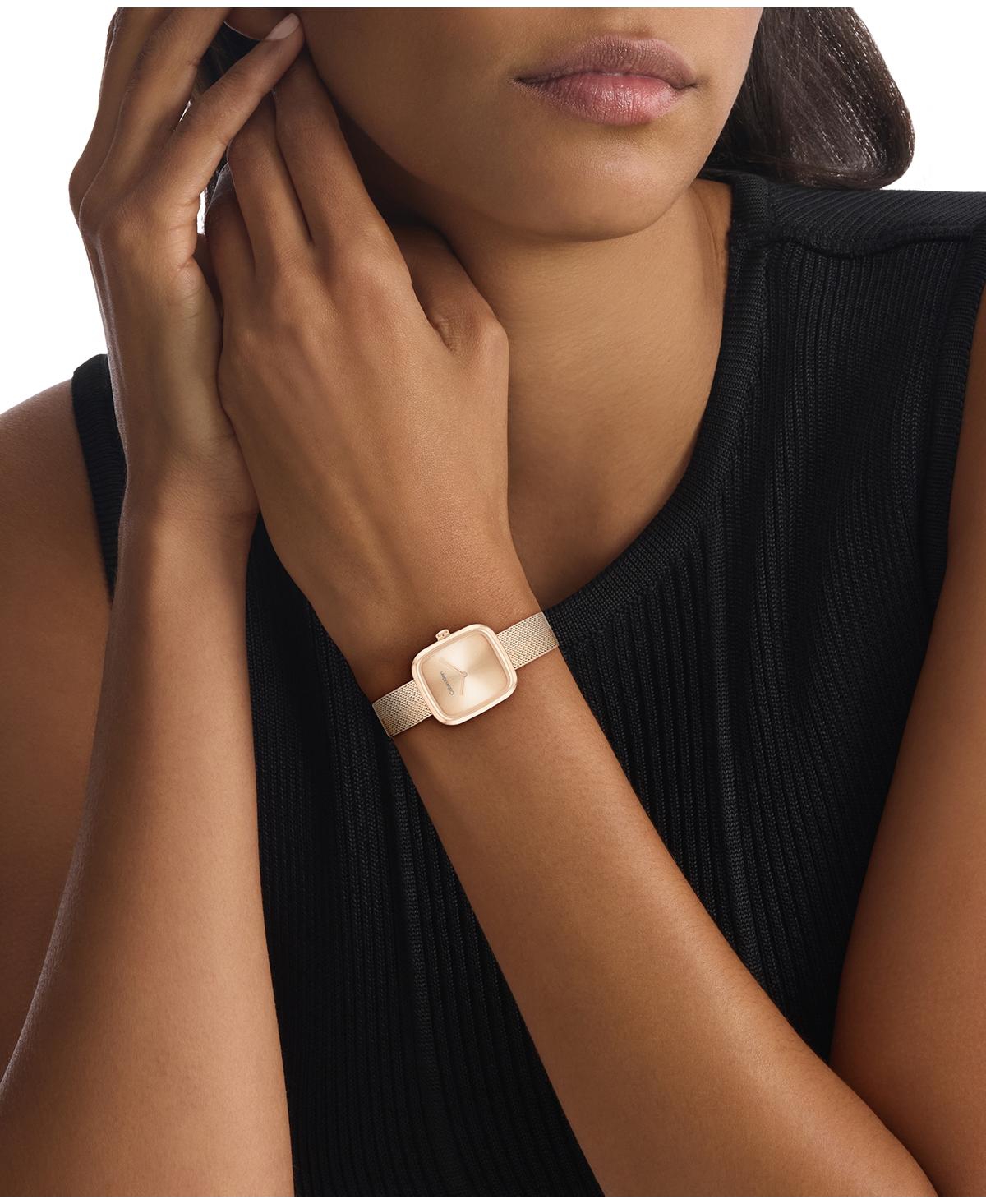 CALVIN KLEIN WOMEN'S ADORE ROSE GOLD TONE STAINLESS STEEL MESH BRACELET WATCH, 30MM 