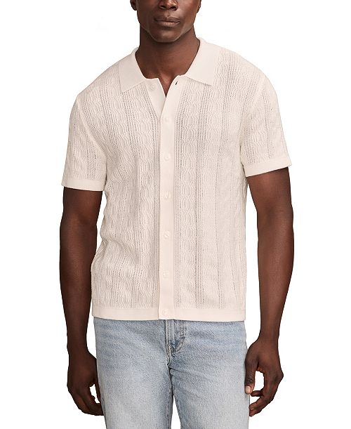 alfani Lucky Brand Men's Short Sleeve Button Down Sweater Men's Fashion & Accessories