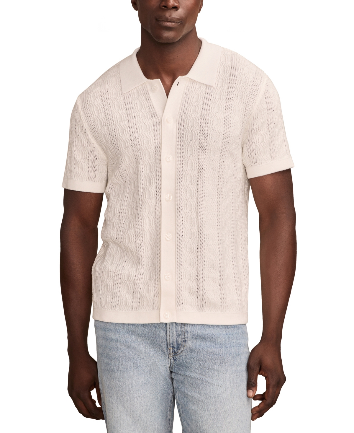 Men's Short Sleeve Button Down Sweater - Tofu