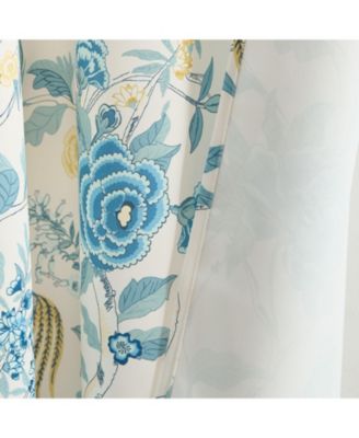 Scarlet Floral & Birds Patterned Back Tab Rod Pocket - Light Blocking Darkening Window Panels, Set of 2 (Grey, 52 W x 84 L)