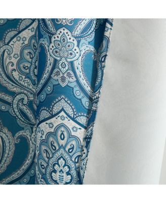 Messina Paisley Damask Patterned Back Tab Rod Pocket Curtains - Light Blocking Darkening Window Panels, Set of 2 (Blue, 52 W x 96 L)