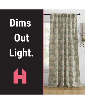 Messina Paisley Damask Patterned Back Tab Rod Pocket Curtains - Light Blocking Darkening Window Panels, Set of 2 (Green/Yellow, 52 W x 96 L)