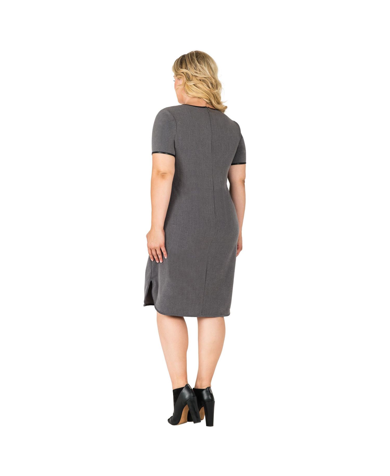 Plus Size Apron Hem Suiting Knee Length Shift Dress