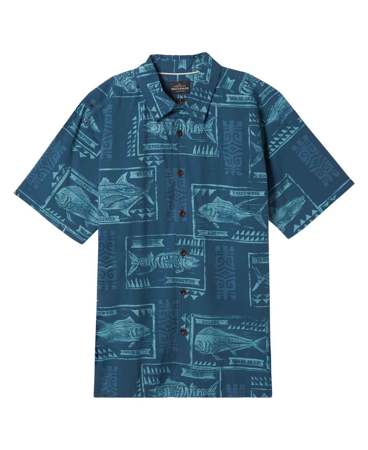 Quiksilver Waterman Men's Block Fish Woven Shirt In Indigo Stripe