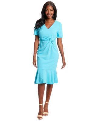 Women's Twisted Flounce-Hem Midi Dress