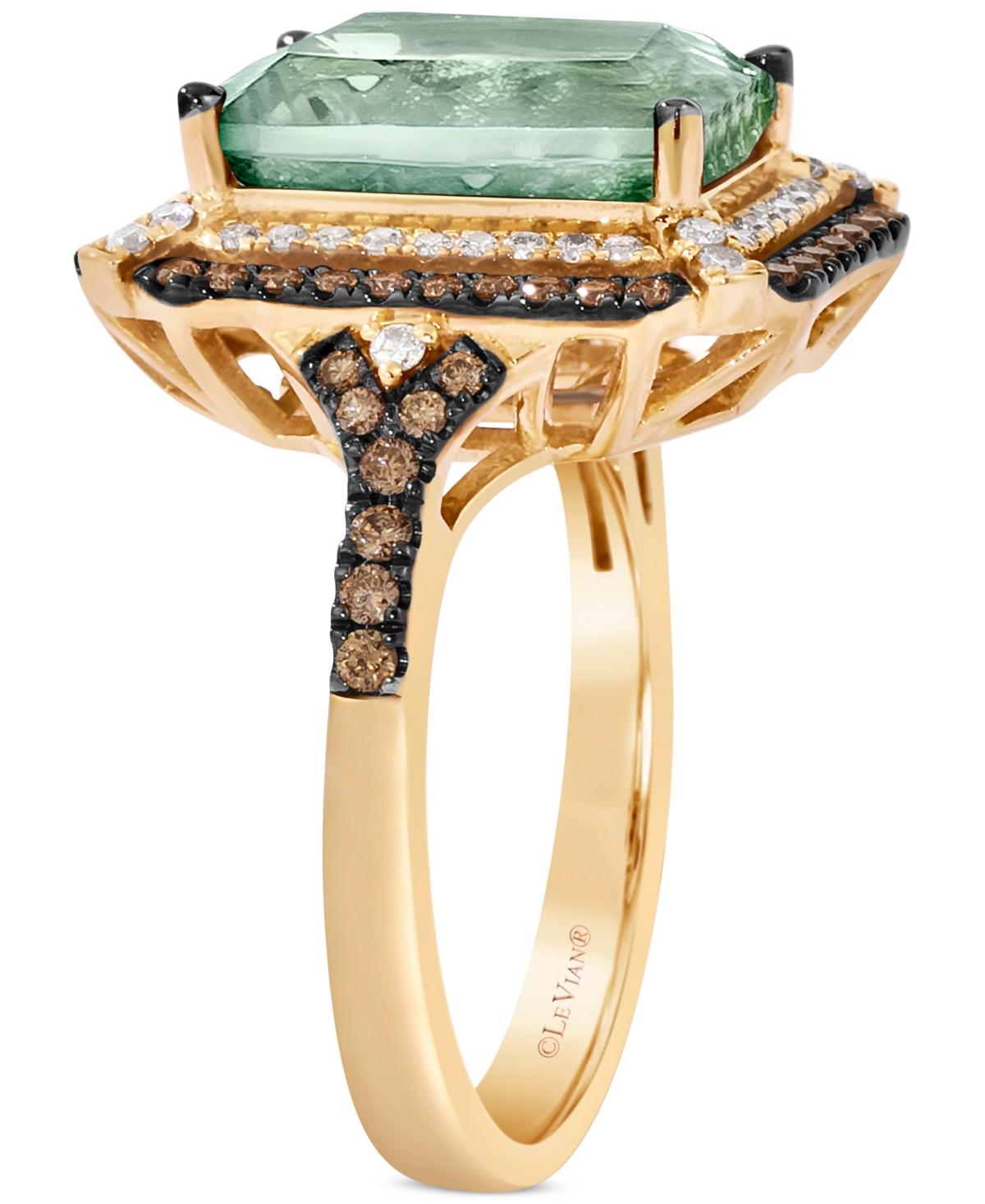 Le Vian Deep Sea Blue Topaz (3-7/8 Ct. T.w.) & Diamond (5/8 Ct. T.w.) Double Halo Ring In 14k Rose Gold (als In Green Quartz,yellow Gold
