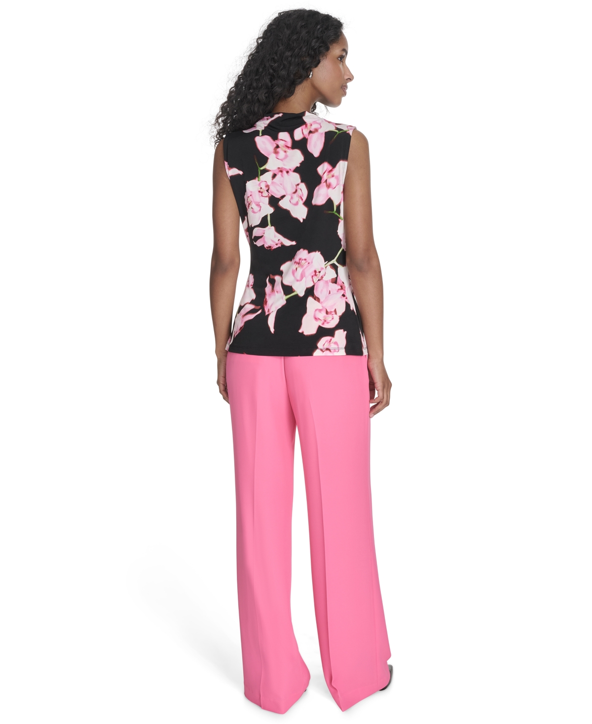 CALVIN KLEIN WOMEN'S PRINTED MOCK NECK SLEEVELESS TOP 