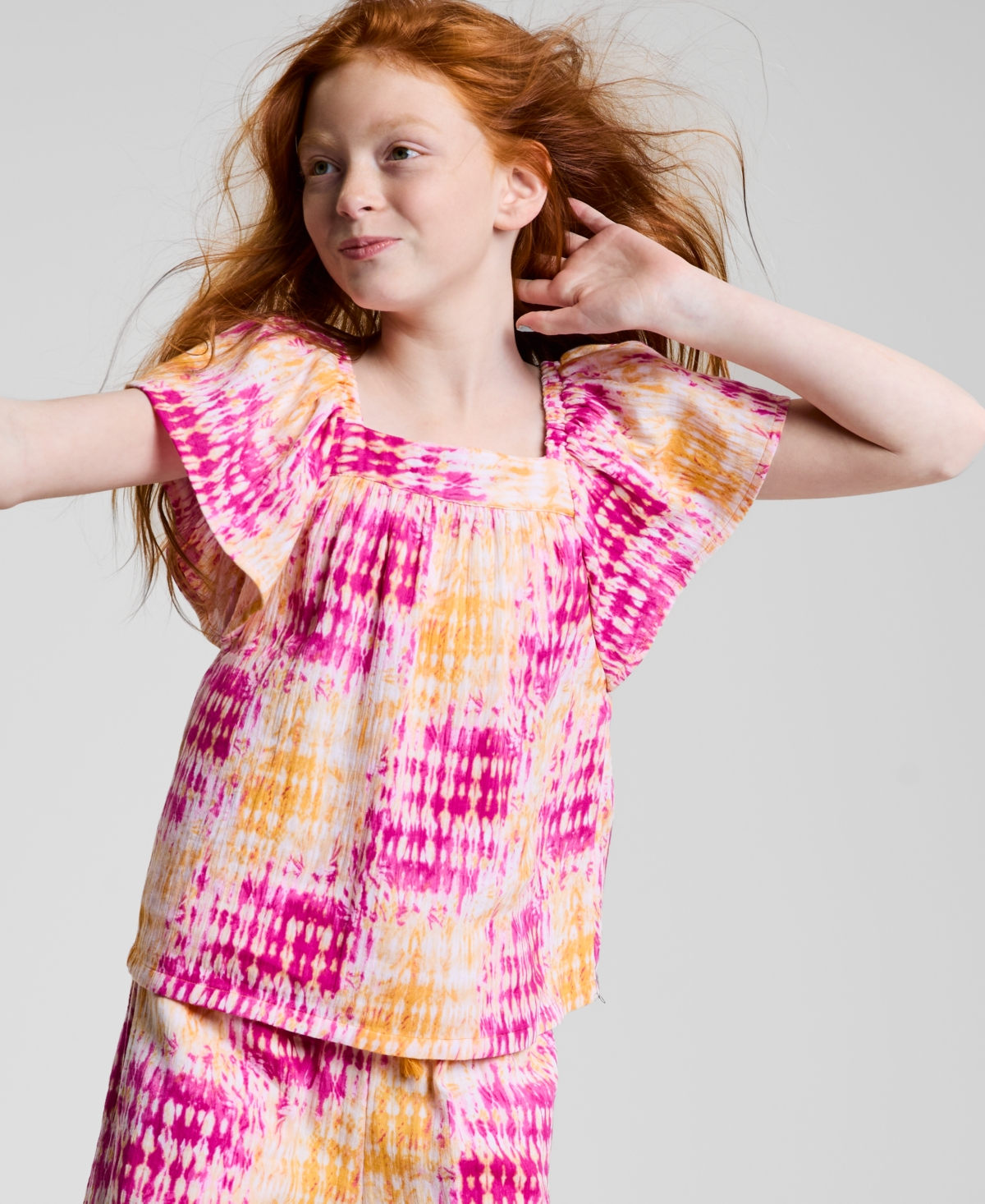 Epic Threads Girls Coast Dye Flutter Top, Exclusively At Macy's In Bright Peo