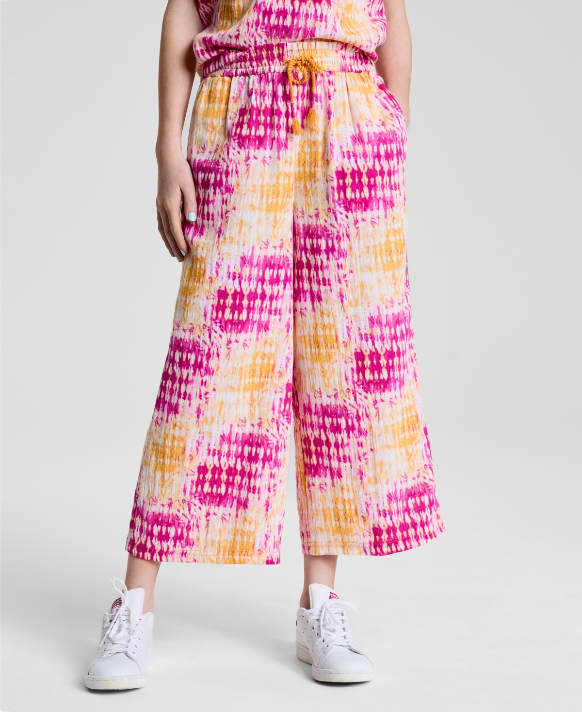 Epic Threads Girls Coast Dye Wide Crop Pants, Exclusively At Macy's In Bright Peo