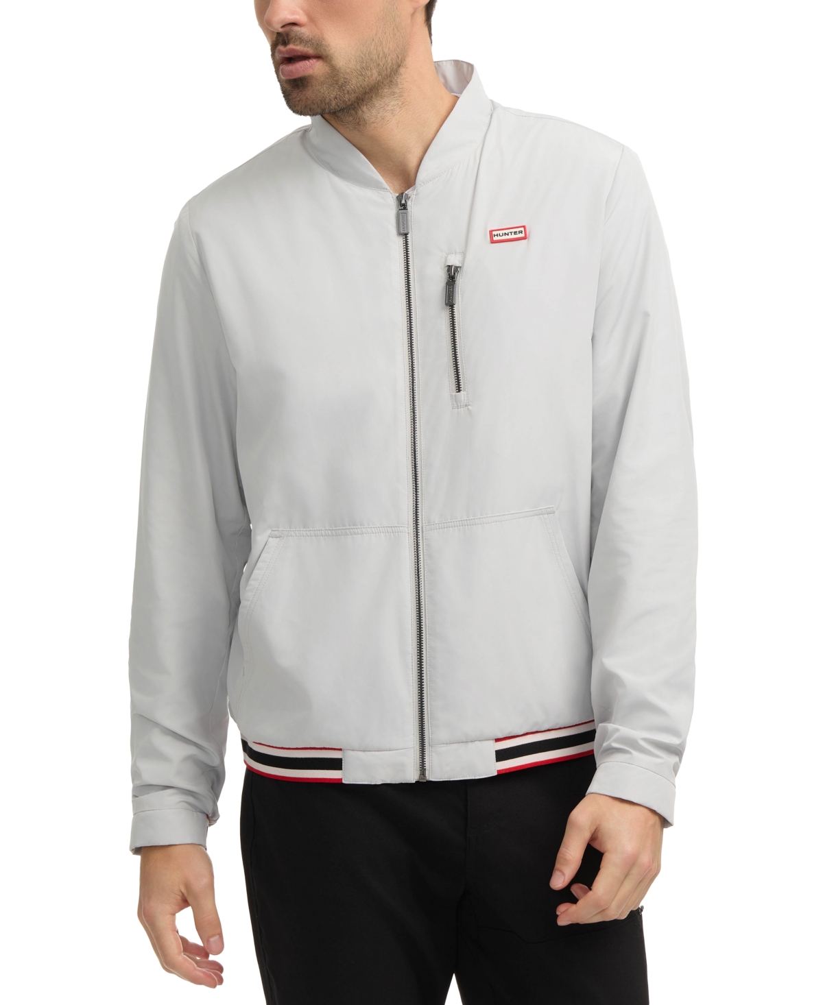 Hunter Men's Moorgate Zip Logo Bomber Jacket In Light Grey