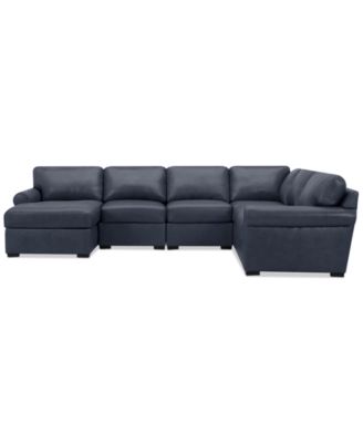 Radley Roll Arm 132" 6-Pc. Leather Square Corner Chaise Sectional