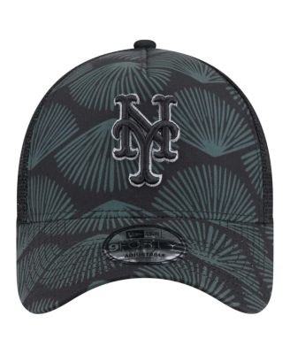 Men's Black New York Mets 9FORTY A-Frame Trucker Adjustable Hat