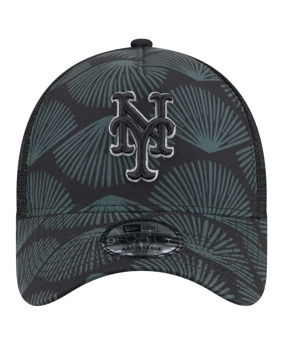 New Era Men's Black New York Mets 9forty A-frame Trucker Adjustable Hat In Black