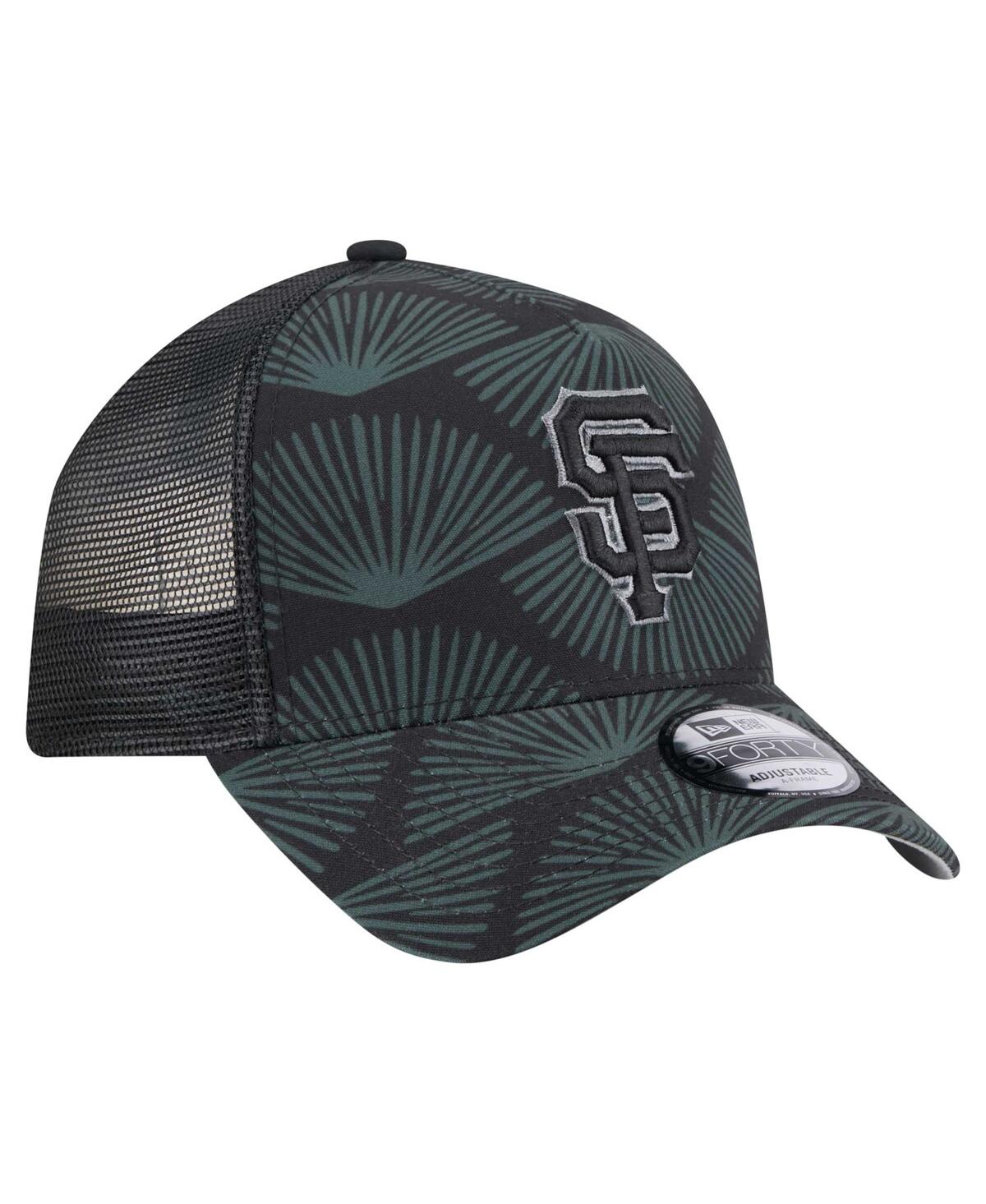 New Era Men's Black San Francisco Giants 9forty A-frame Trucker Adjustable Hat In Black